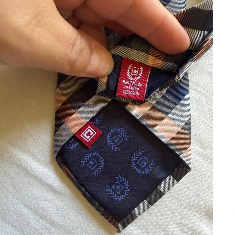 Chaps Mens Silk Necktie Ralph Lauren Plaid Check Hand Made Classic Tie Old Money